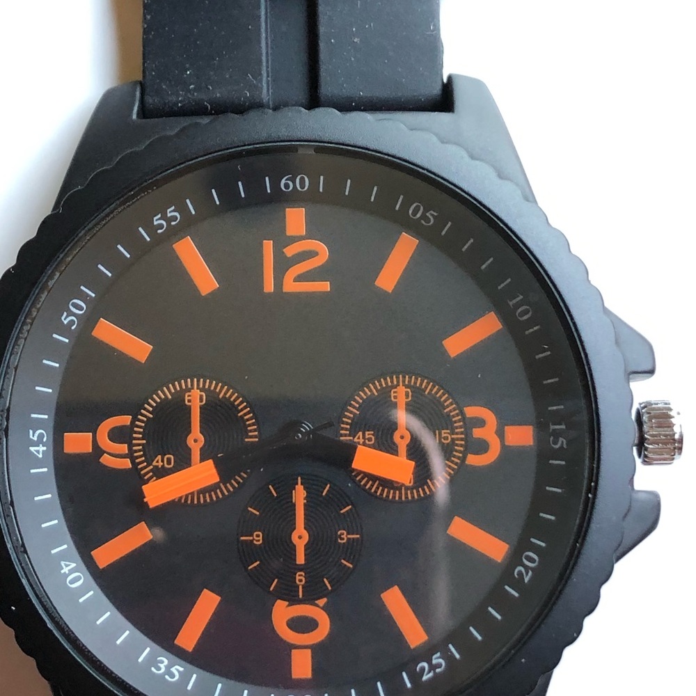 NIB Black Watch with Orange Numbers 3 Dials - Picture 2 of 8